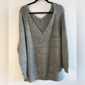 Grey Pullover V Neck Sweater - Medium